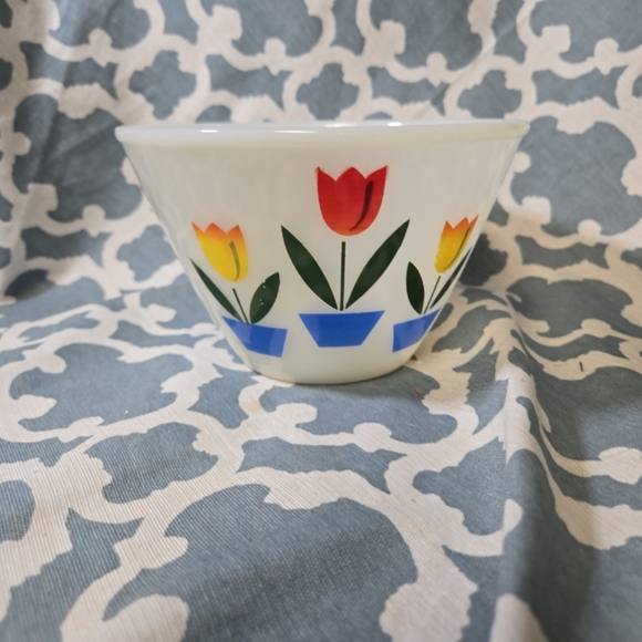 VTG Anchor Hocking Fire King Tulips Mixing Nesting Bowl Kitchen Glass 8.5" MCM - Picture 3 of 5